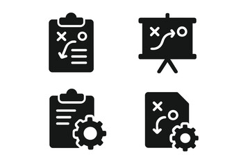 Poster - Strategy planning icons representing organization and teamwork for project management and business growth
