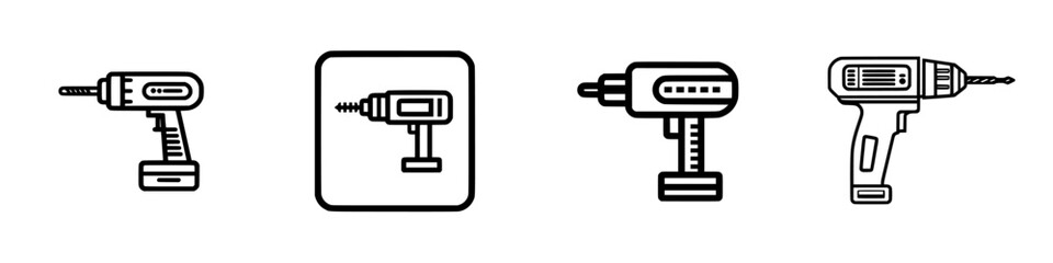Poster - Vector illustration icons of various drill designs showcasing different styles and functionalities for DIY tasks