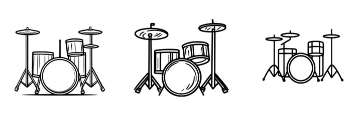 Poster - Vector illustration of various drum set designs showcasing different configurations and styles for musicians or music enthusiasts