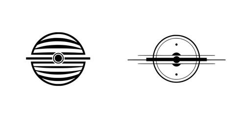 Poster - Vector illustration icons depicting abstract circular designs with lines and dots for creative projects and graphic use