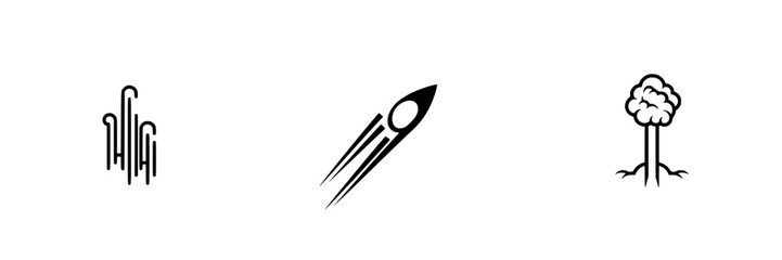 Poster - Vector illustration icons representing abstract concepts of growth, movement, and transformation in a minimalistic style for creative projects