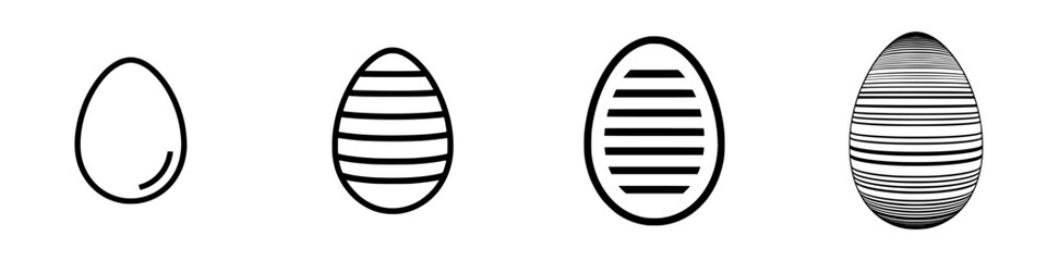 Poster - Stylized vector icons representing the evolution of an egg design with varying patterns and textures through different stages
