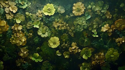 Wall Mural - Lush Green Floral Wall Art Botanical Texture