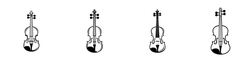 Poster - Vector illustration featuring four different styles of violin icons suitable for design projects or musical themes