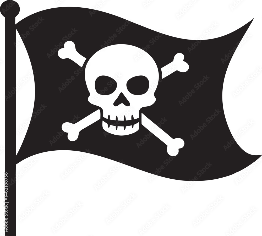 Pirate flag a skull with crossbones silhouette, skull and crossbones ...