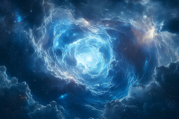 Wall Mural - A swirling celestial nebula tunnel through space.