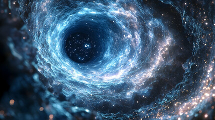 Wall Mural - Cosmic vortex swirling through nebulae, vibrant colors.