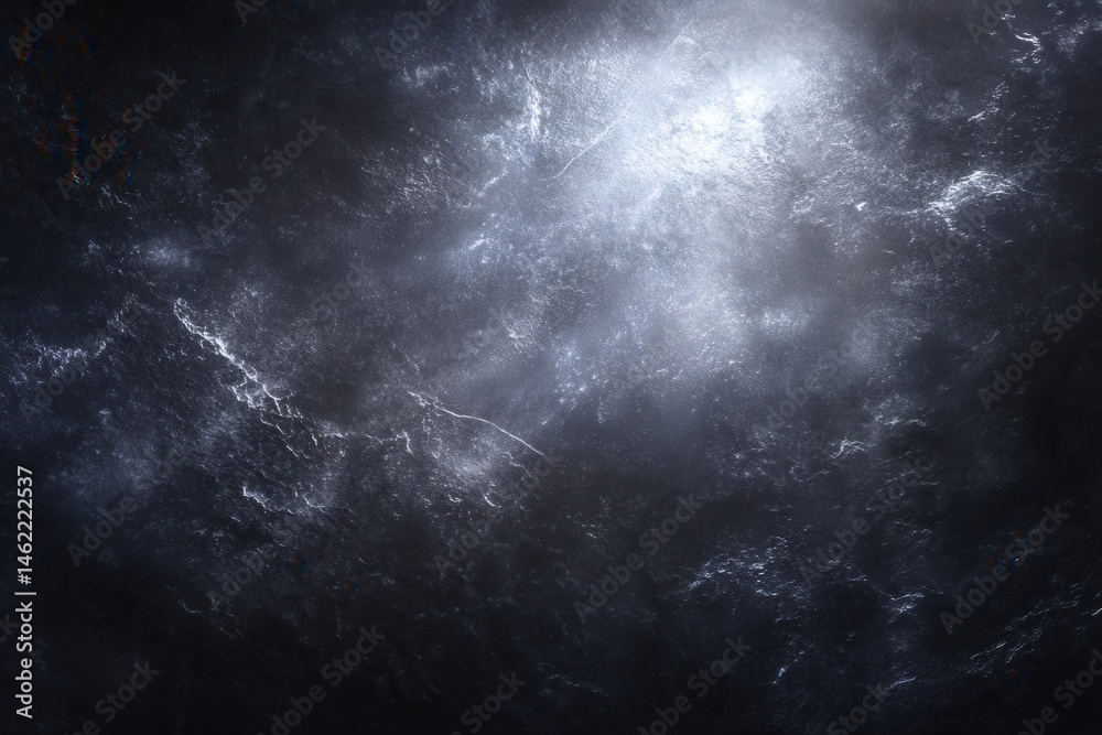 Dark waters ripple under moonlight, revealing shimmering reflections and soft waves. The scene captures a mystical atmosphere, evoking tranquility and depth in a nocturnal setting.