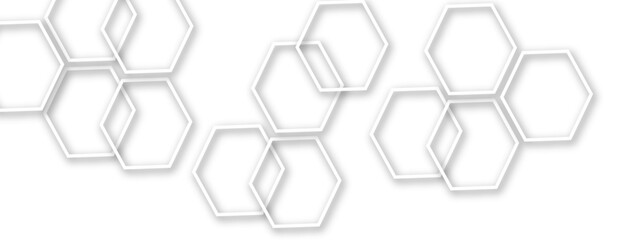 Poster - Light gray or white out line hexagon  3d effect pattern with shadow seamless texture background. Use for book, poster, flyer, website vector illustration. 