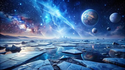 Wall Mural - kuiper belt: icy worlds beyond neptune - double exposure astrophotography