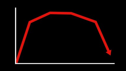 Aufkleber - Animated graph showing a rise plateau and fall representing data trends