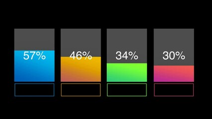 Aufkleber - Animated progress bars showcasing data visualization and percentage increase on black background
