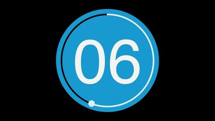 Fototapete - Digital countdown timer from ten to zero on a black background animation
