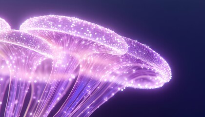 Wall Mural - Glowing, bioluminescent fungi with intricate details