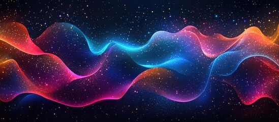 Aufkleber - abstract colorful particle waves on dark background