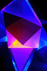 Poster - Abstract vibrant geometric shapes with neon lighting effects
