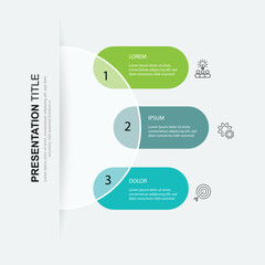 Poster - 3 step process infographic template. Banner presentation with icons and 3 columns on circle. Vector illustration suitable for business information and web graphic design.