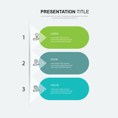 Leinwandbilder - 3 step infographic template. Banner presentation with icons and 3 columns vertical. Vector illustration suitable for business information and web graphic design.