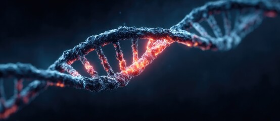 Poster - abstract glowing fragmented dna double helix