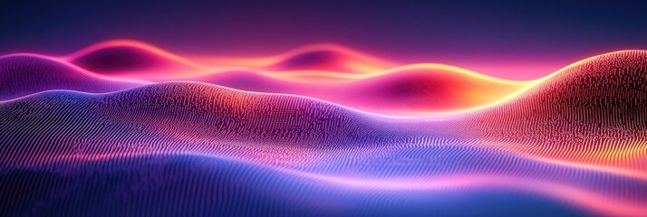 Poster - abstract glowing landscape with pink, purple and orange hues