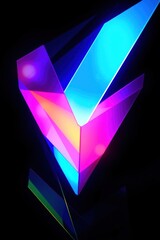 Poster - Vibrant neon geometric shapes glow against a dark background