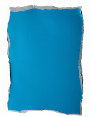 Aufkleber - Torn piece of paper with blue center and rough edges on a white background. Usable as template or background.