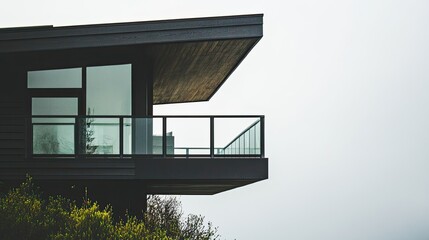 Poster - Modern Architectural Design of a House with Stylish Balcony View