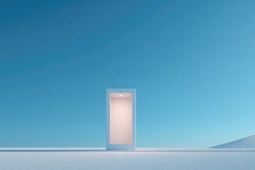 Poster - capture minimalistic urban scene with blank billboard against clear blue sky perfect for showcasing 