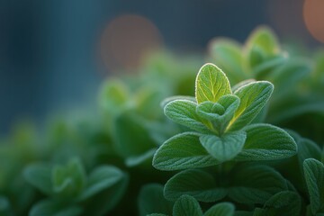 Poster - capture serene and minimalistic image of small-scale urban garden featuring fresh herbs natural ligh