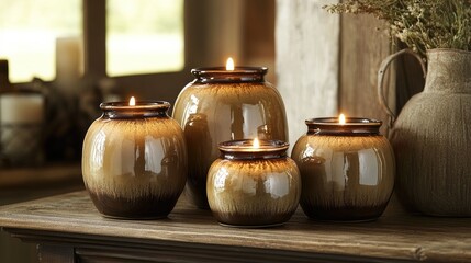 Poster - Elegant Candles in Decorative Containers for Cozy Ambiance