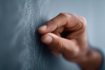 Poster - close-up of teacher hand engaging with chalk on blackboard conveying educational expertise