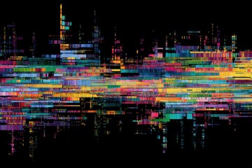 Poster - colorful glitch-art pattern on clean black background