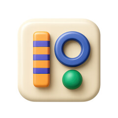 Poster - 3D Colorful Geometric App Icon Design with Orange Blue and Green Shapes on Beige Background