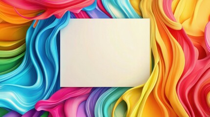 Poster - A vibrant wave of colors curving around a blank rectangular space.