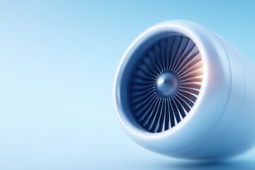 Poster - close-up of aircraft engine turbine showcasing its intricate design set against plain background