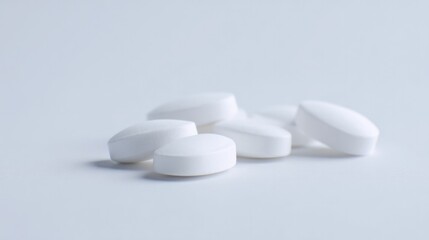 Poster - close-up on modern medications minimalistic and clean image with ample white copy space surrounding 