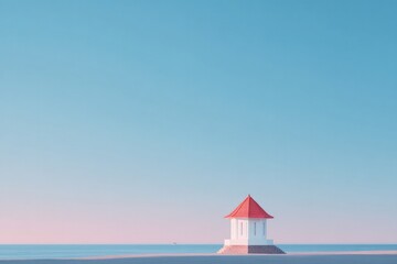 Aufkleber - lone pagoda beneath vast clear sky with subtle hues