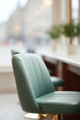 Poster - modern beauty salon interior bathed in natural light showing blurred figures in background