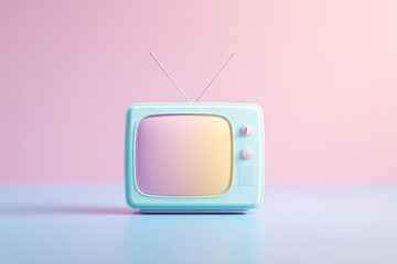 Aufkleber - retro-inspired vintage television set with antennas standing alone in room with pastel-colored walls