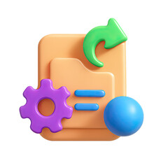 Poster - 3D Render of Colorful File Management Icon with Neon Glow