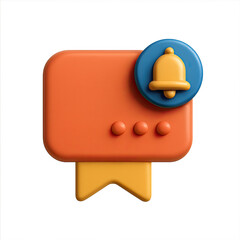 Poster - 3D Render of Orange and Blue Notification Icon with Bell