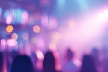 Aufkleber - vibrant themed party scene with blurred people in background bathed in soft ambient lighting
