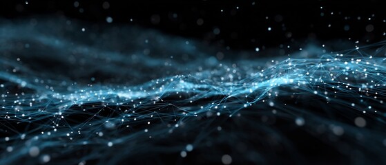 Poster - Abstract polygonal space low poly dark background with connecting dots and lines
