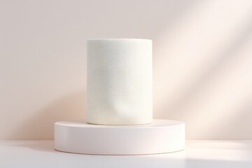 Poster - abstract scene featuring minimalist empty podium draped elegantly with fabric offers sleek design element set against