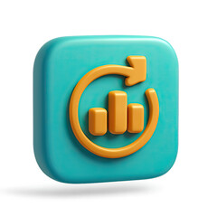 Poster - 3D Render of Teal and Gold App Icon with Graph and Refresh Symbol