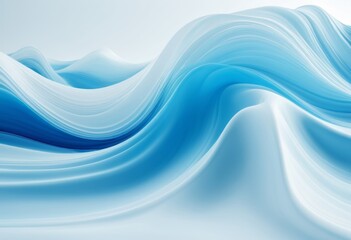 Wall Mural - Abstracting blue-white waves on a light background