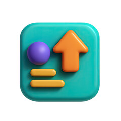 Poster - 3D Render of Teal App Icon with Orange Up Arrow and Purple Sphere