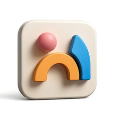 Poster - Abstract 3D App Icon with Pastel Colors and Geometric Shapes