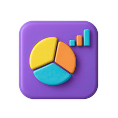 Poster - Colorful 3D Pie and Bar Charts on Purple App Icon