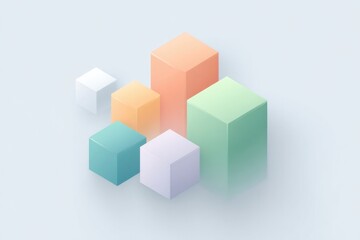 Poster - minimalist abstract representation of big data analytics concept with geometric shapes all set against clean white
